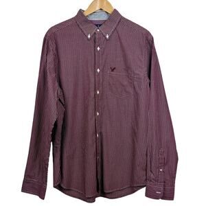 American Eagle Men’s Classic Fit Button Down Shirt Burgundy Sz Large